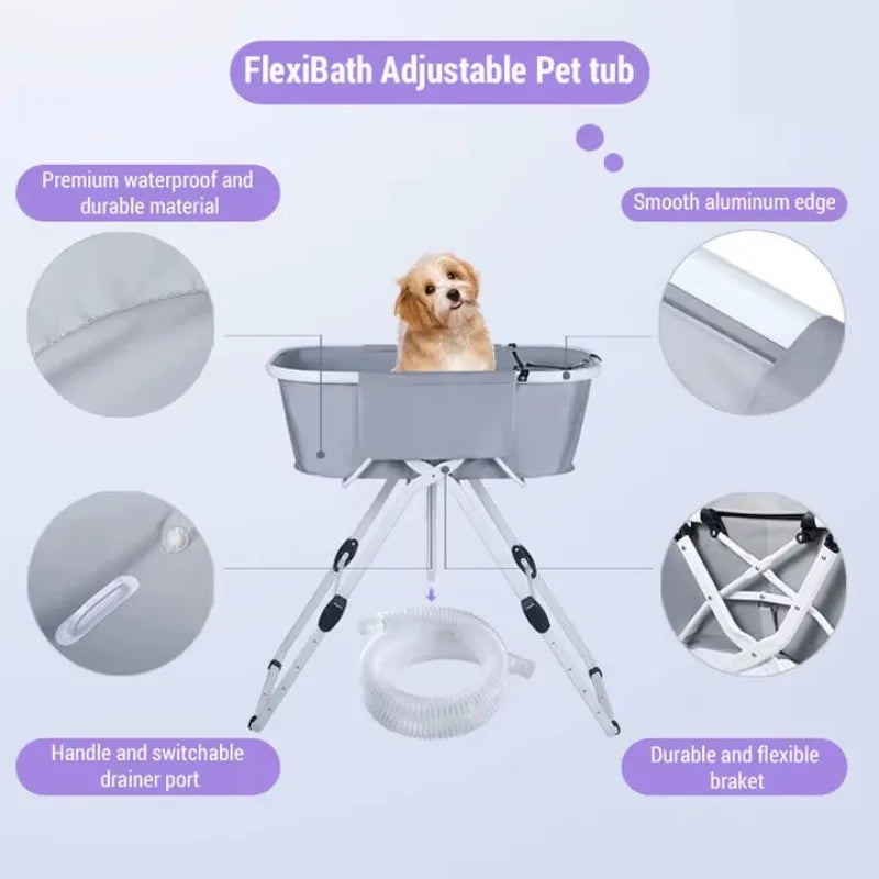 Elevated Dog Bath Tubs Foldable Pet Bathing Station Adjustable