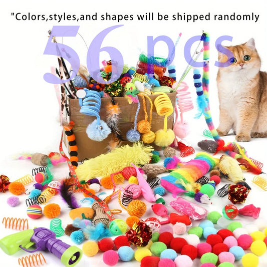 56pcs/28pcs/14pcs Pet Toys Mixed Pack. Various Plastic and Plush Toys