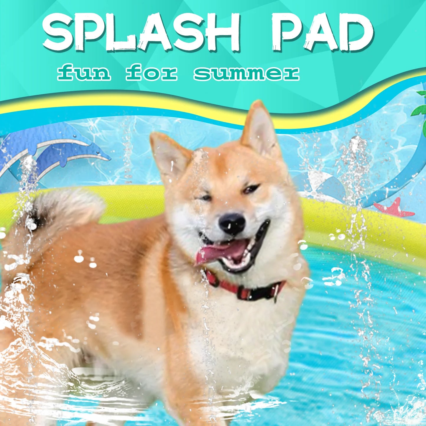 Splash Pad for Pets, Non-Slip Splash Pad Outdoor Water Toys, Sprinkler Pool for Dogs Outdoor Play