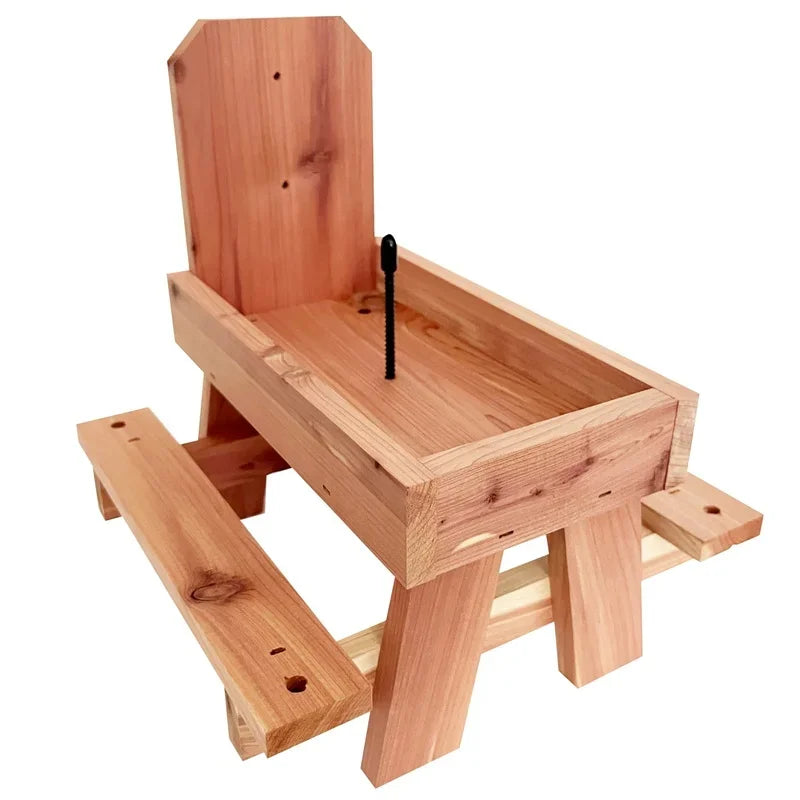 Red Cedar Squirrel Feeder Picnic Table Outdoor Hanging Wildlife Feeder