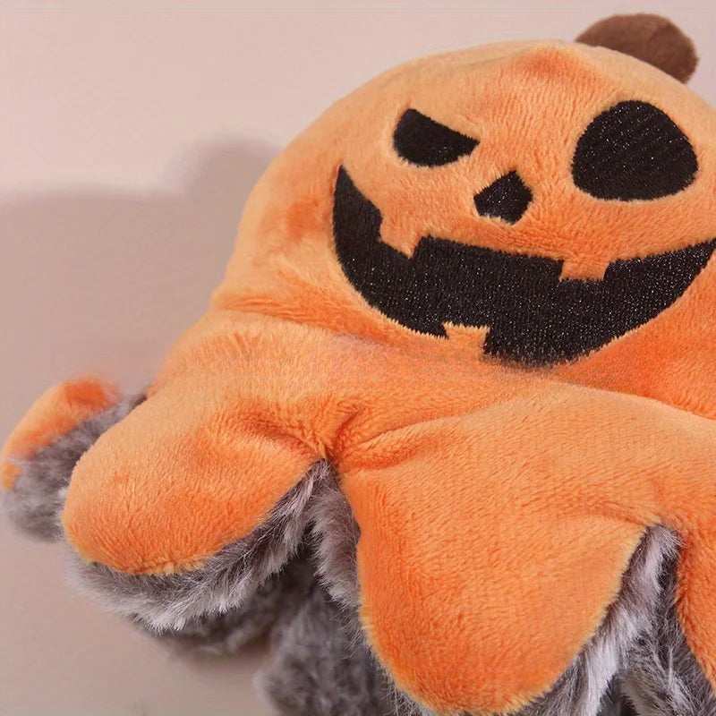 Halloween pet plush toy with flipping pumpkin octopus on both sides