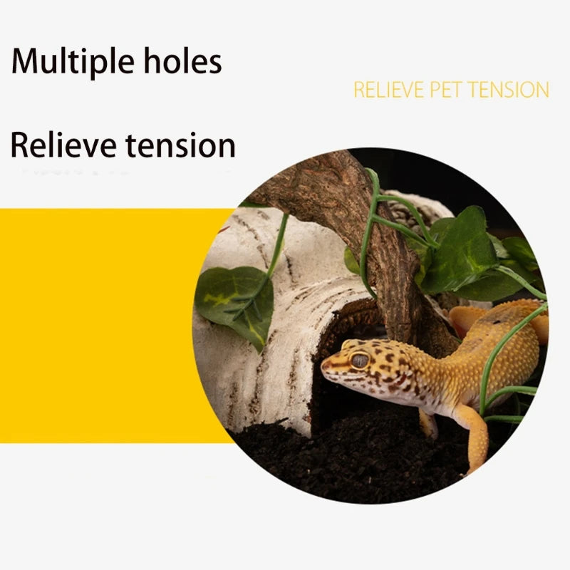 Reptile Cave Small Animal Hideaway Artificial Birch Resin