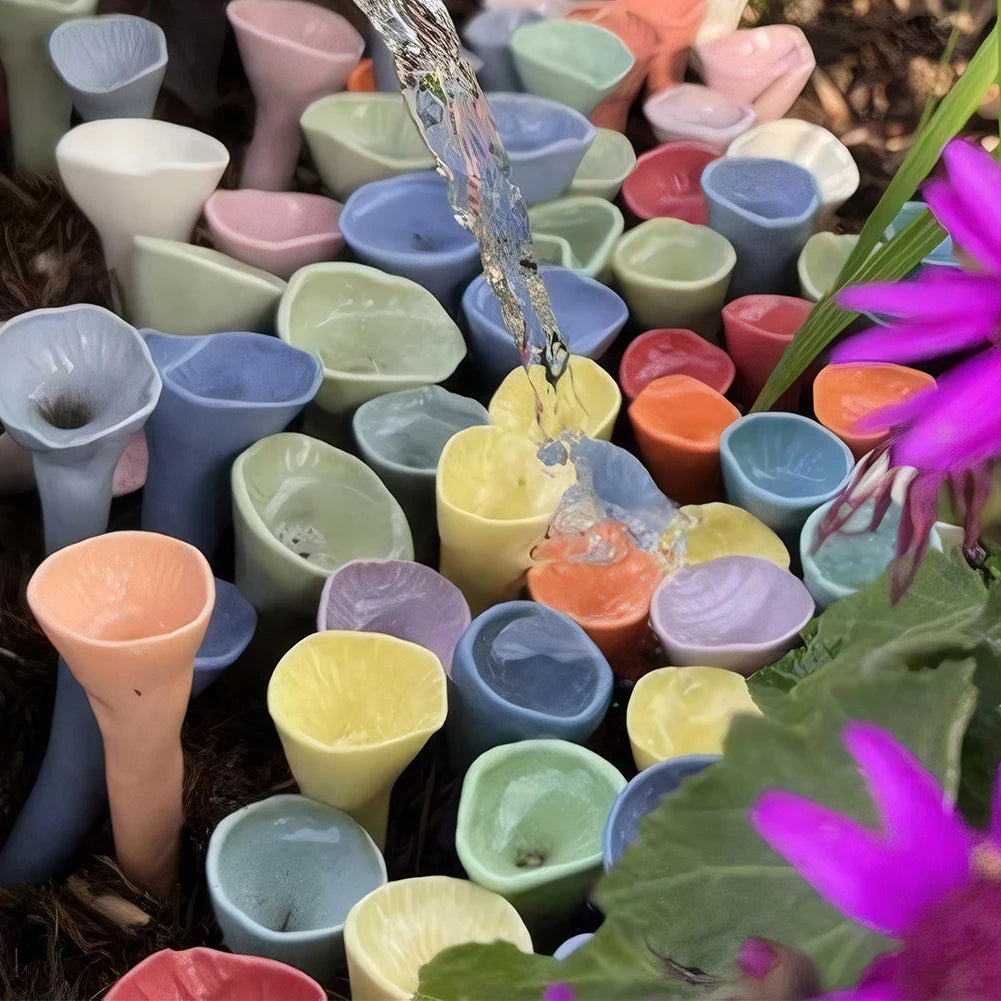 Bees Drinking Cup Flower Shape Water Feeder with Nursery Cup & Holder, Resin