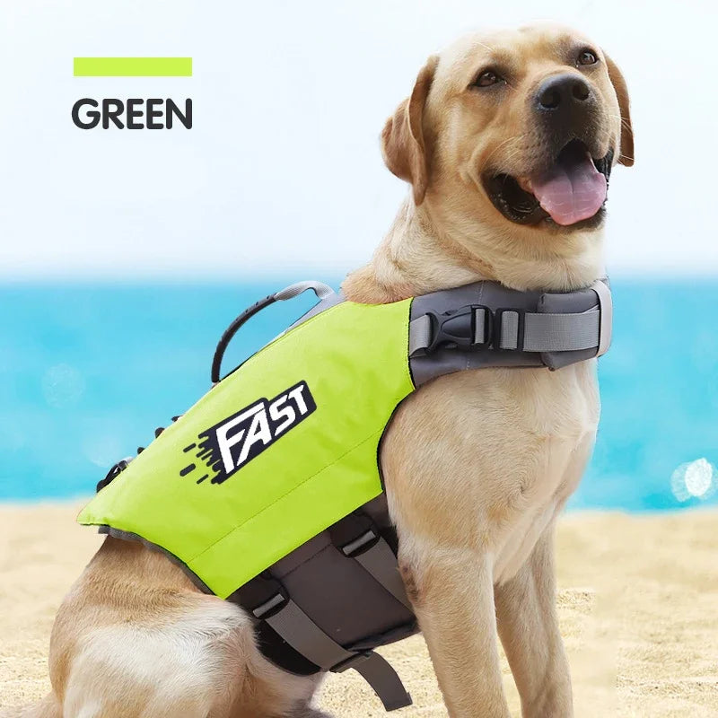 Dog Life Jacket, Adjustable Reflective Safety Vest for Swimming, Surfing, or Pool Use