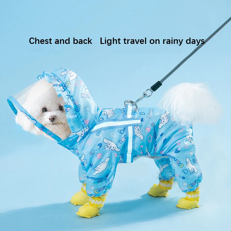 Pet Raincoat Waterproof Hood Rain Jacket for Dogs of all Sizes