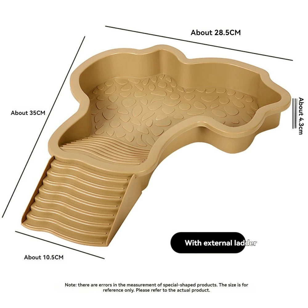 Reptile Bathing Pool Water Bowl with Slip Proof Steps 35x28.50cm Resting and Soaking