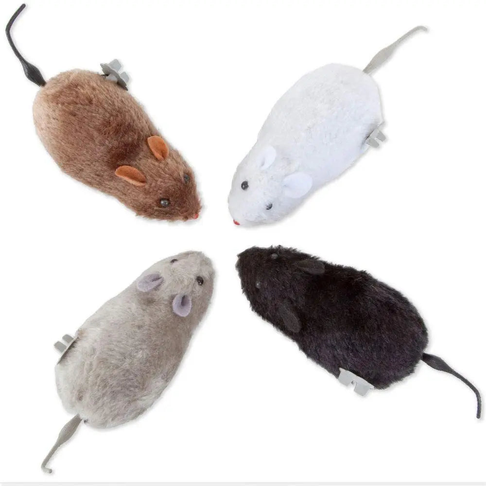 1Pc Funny Lifelike Plush Mouse Running Rat Toy Random Color