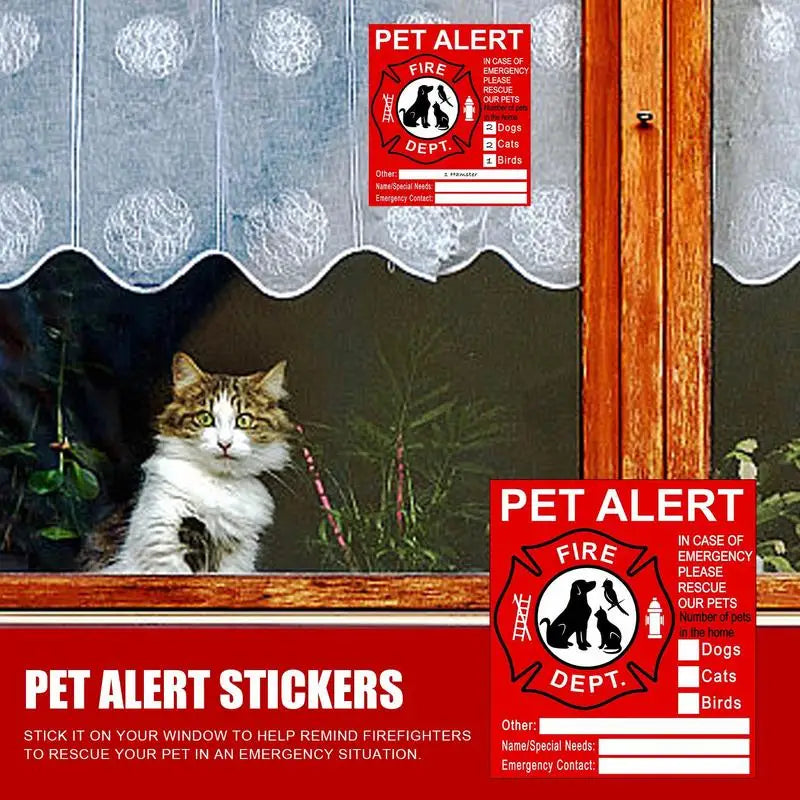 Pet Alert Safety Fire Rescue Sticker Emergency Pet Inside Decal Pet In House Window Sign