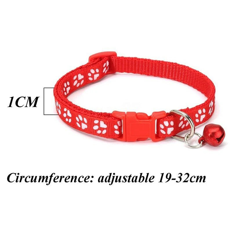 12Pcs Cute Cat Collar With Bell Adjustable 6 Colors For cats and small dogs