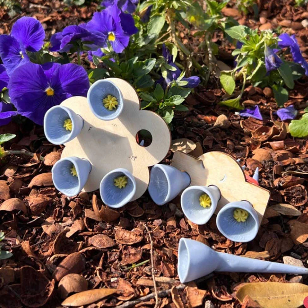 Bees Drinking Cup Flower Shape Water Feeder with Nursery Cup & Holder, Resin