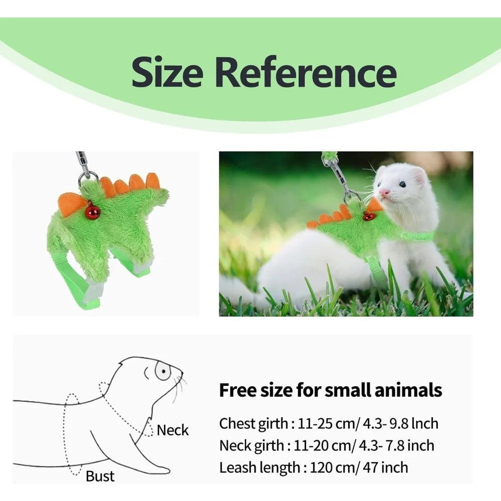 Ferret Harness and Leash Set with Safe Bell, Small Animals Vest Harness