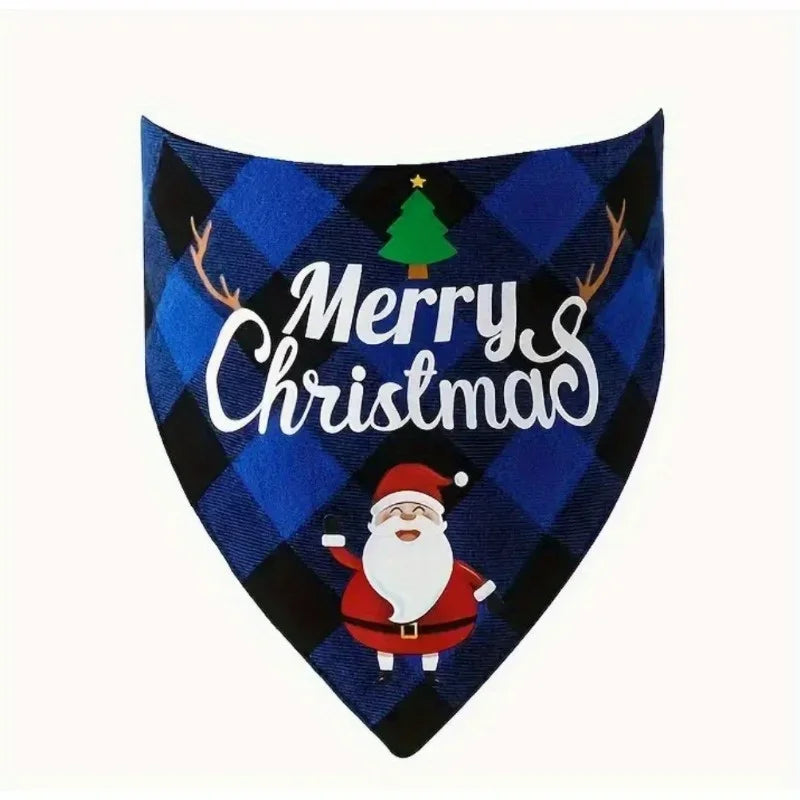 3 Piece Christmas Pet Scarf with Adjustable Collar for Small to Large Dogs, Pet Triangle Plaid Drool Towel