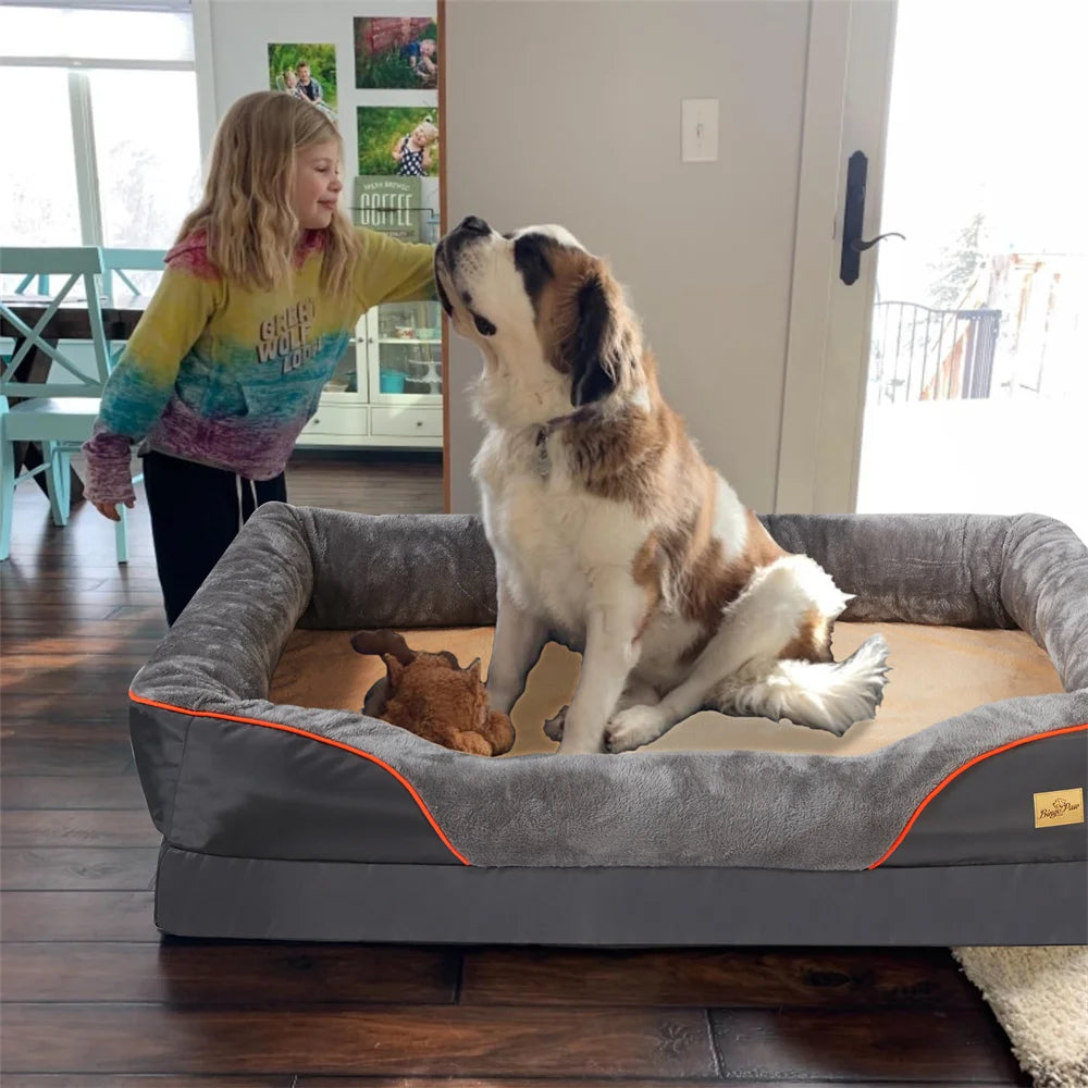 Jumbo Large Orthopedic Dog Bed Memory Foam Waterproof Elevated Cushion Removable Cover
