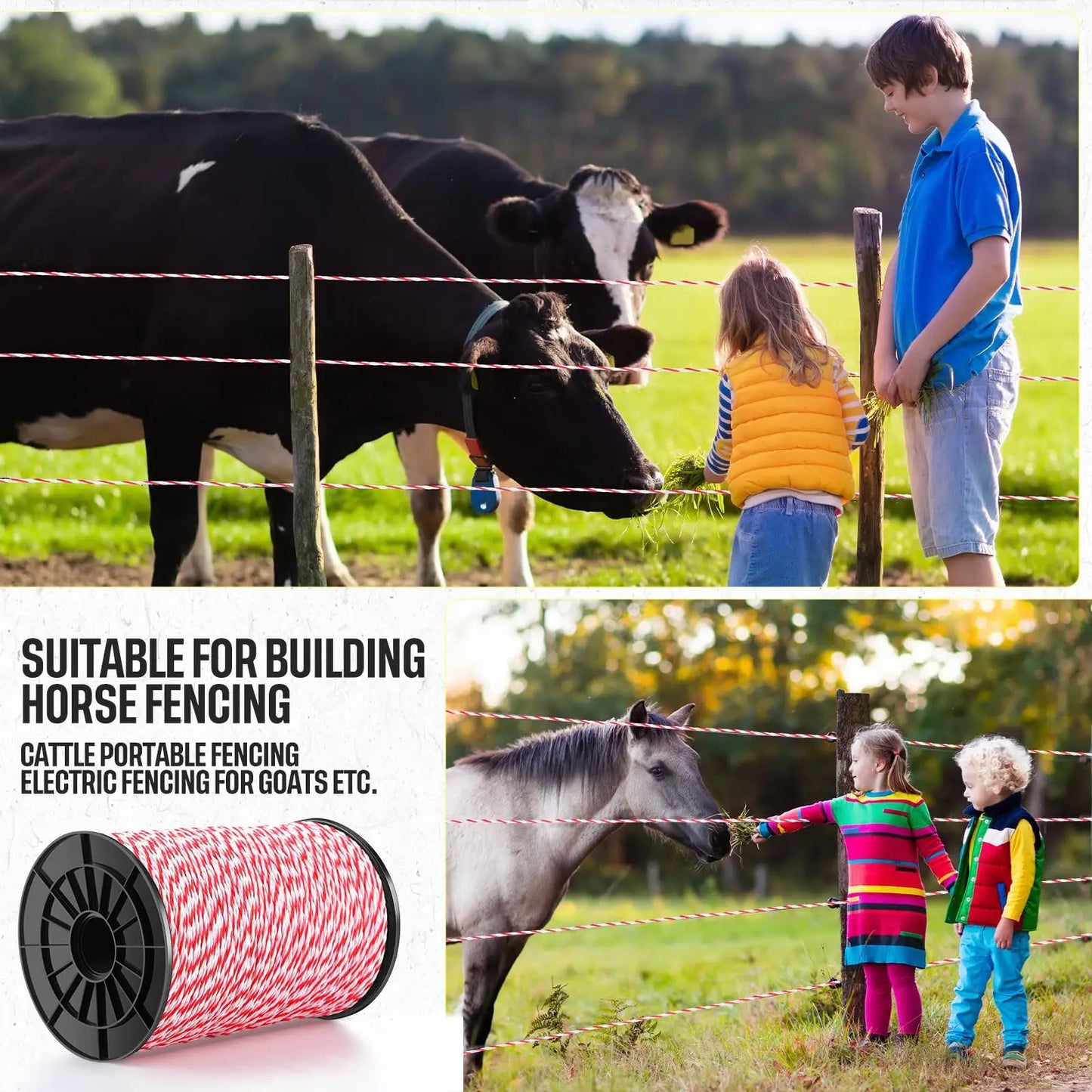 200/500M Roll Electric Fence Rope Poly wire with Steel Poly Rope Fencing Low Resistance Wire