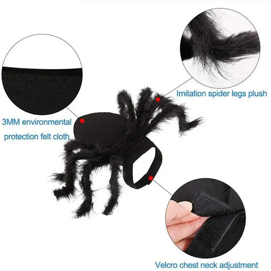 Halloween Pet Spider Costume Black Spooky Spider For Dogs Cats Cosplay Outfit