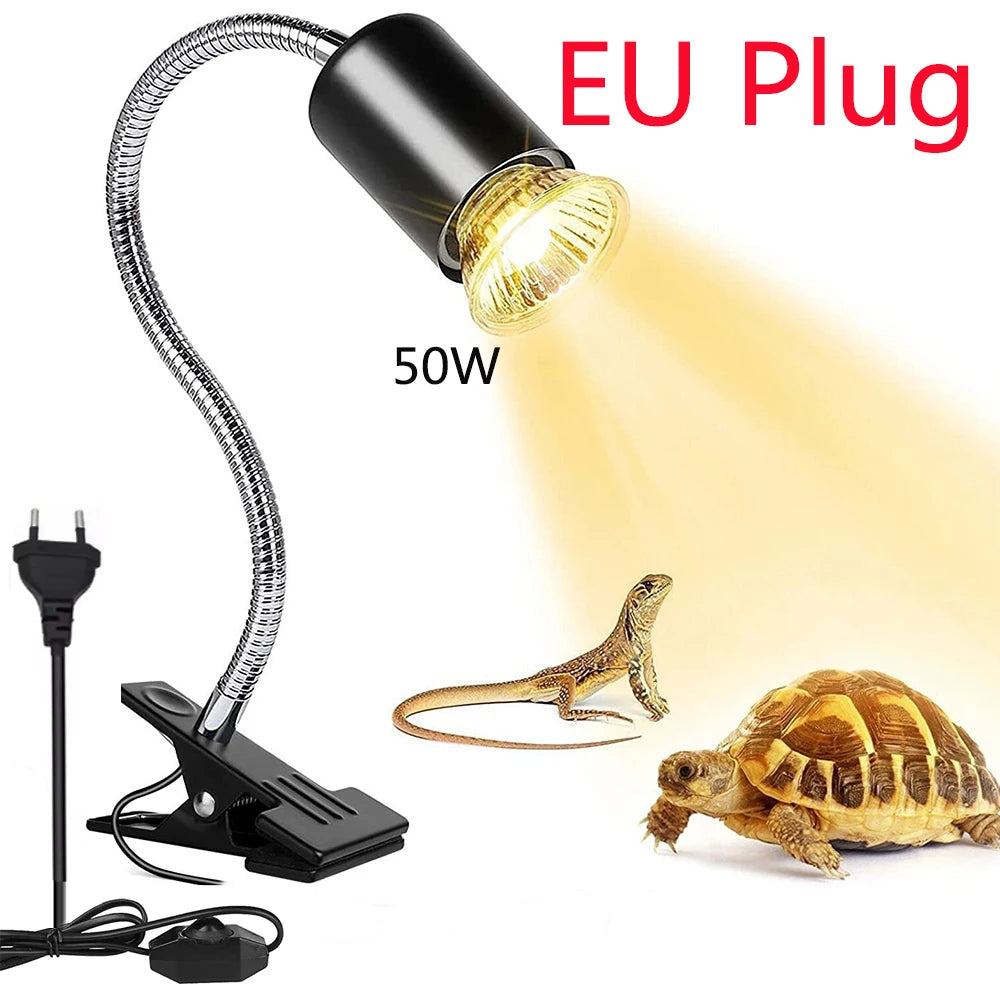 Reptile Heat Lamp 50W UVA UVB Light Rotatable Basking Light Dimmable