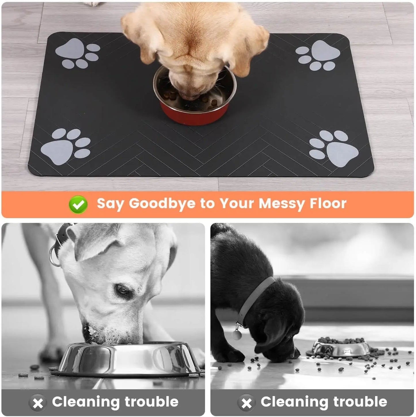 Pet Feeding Mat Absorbent for Food and Water Bowl