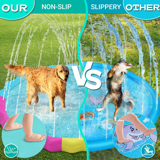 Splash Pad for Pets, Non-Slip Splash Pad Outdoor Water Toys, Sprinkler Pool for Dogs Outdoor Play