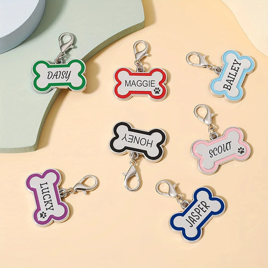 1PC Custom Engraved Name Tag for Pets Personalized Zinc Alloy Bone-Shaped ID