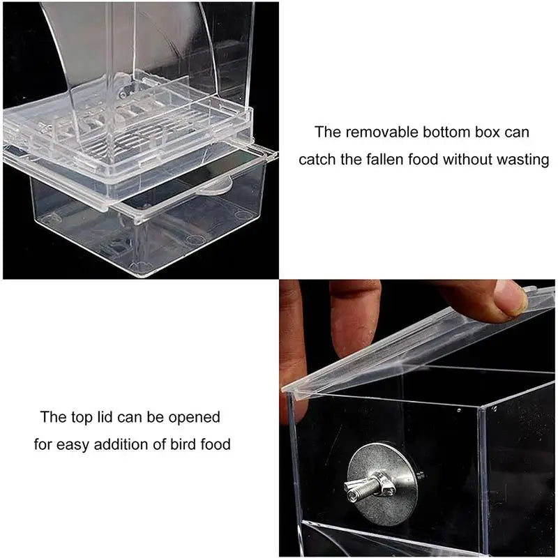 Acrylic Bird Feeders Anti Spill Feeder Drinker For Bird Cage