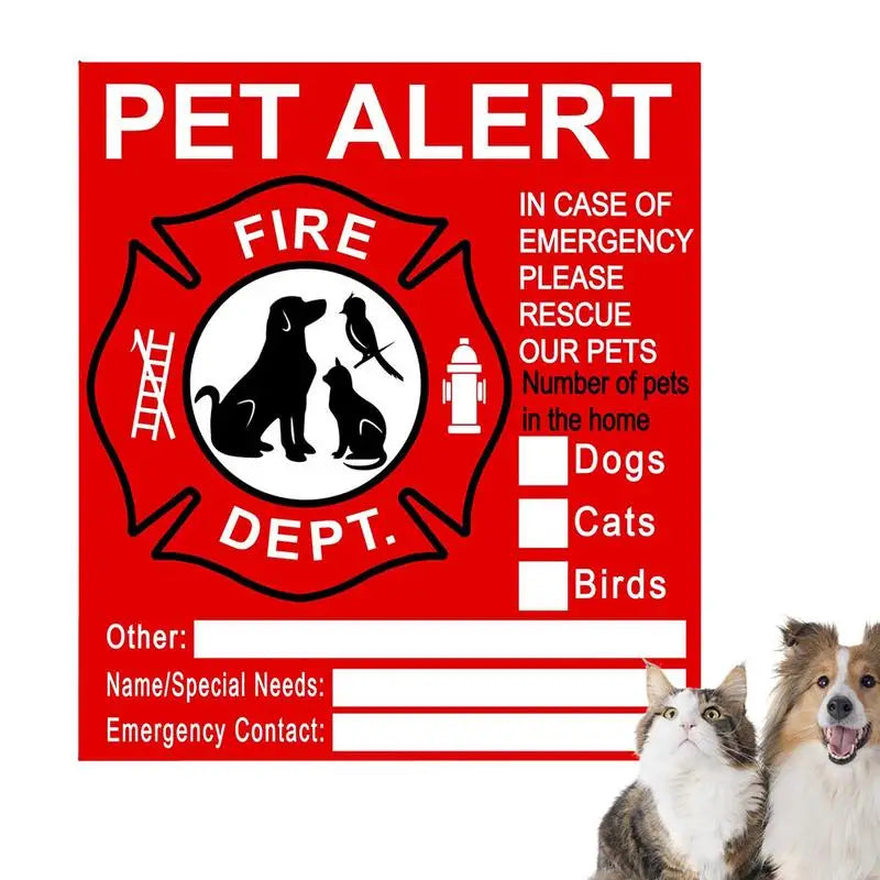 Pet Alert Safety Fire Rescue Sticker Emergency Pet Inside Decal Pet In House Window Sign