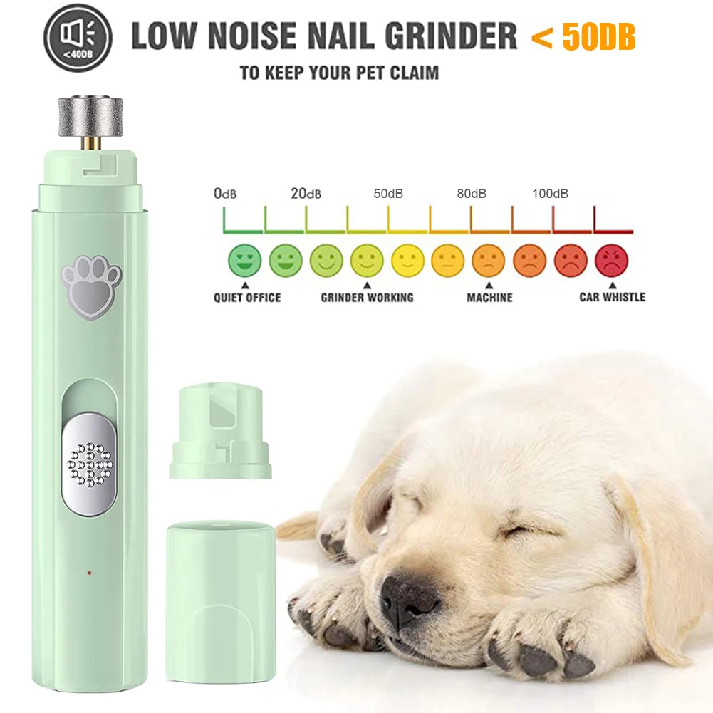 Electric Pet Nail Grinder Low-Noise LED Light 2-Speed with Polisher Wheel for Small/Medium/Large Pets