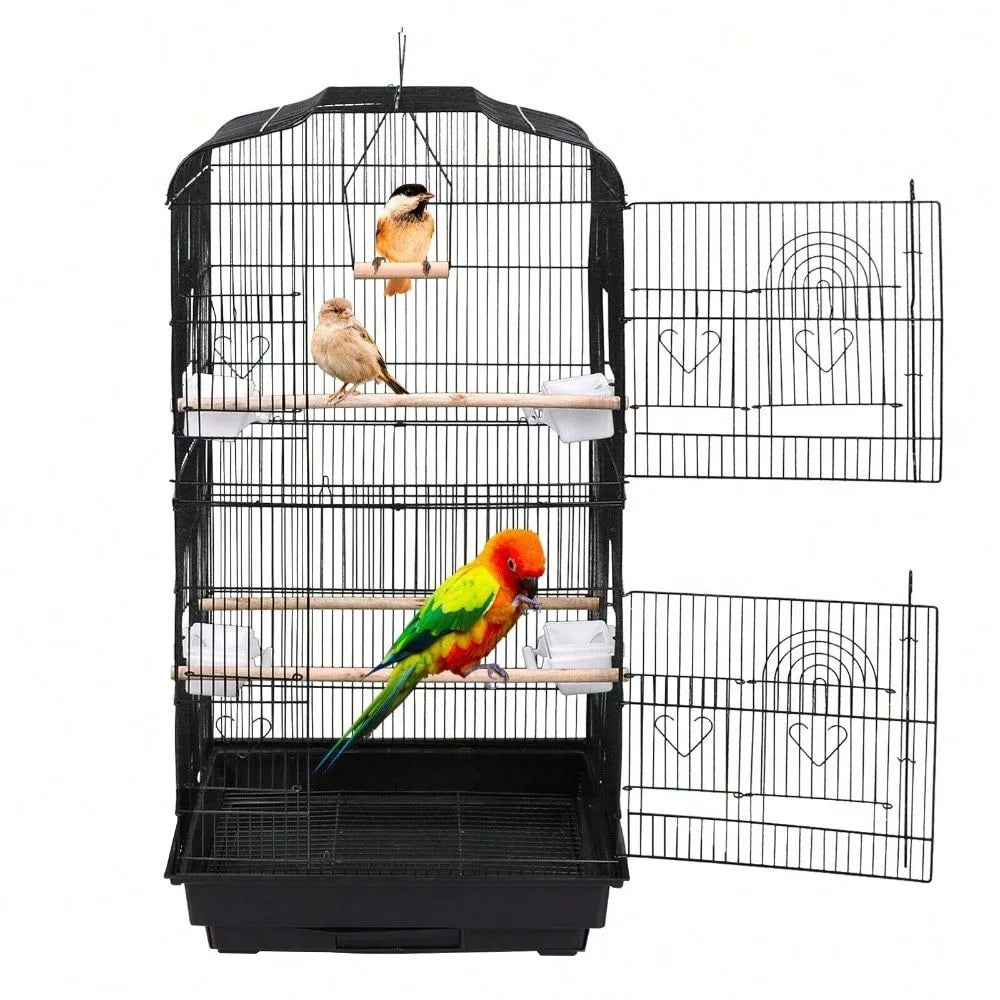 59''H Rolling Bird Cage with Stand & Tray