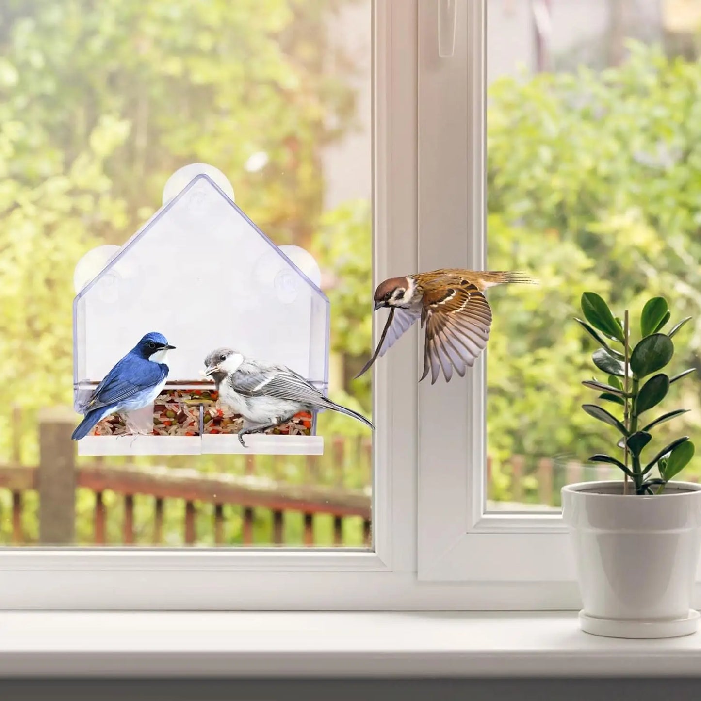 Window Bird Feeder with Strong Suction Cups for Watching Wild Birds