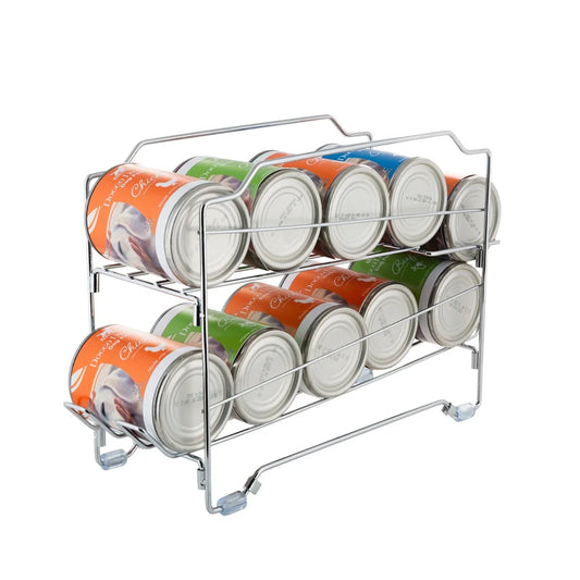 10 Can Pet Food Dispenser Stackable Collapsible Steel with Angled Shelves Anti-Slip Feet