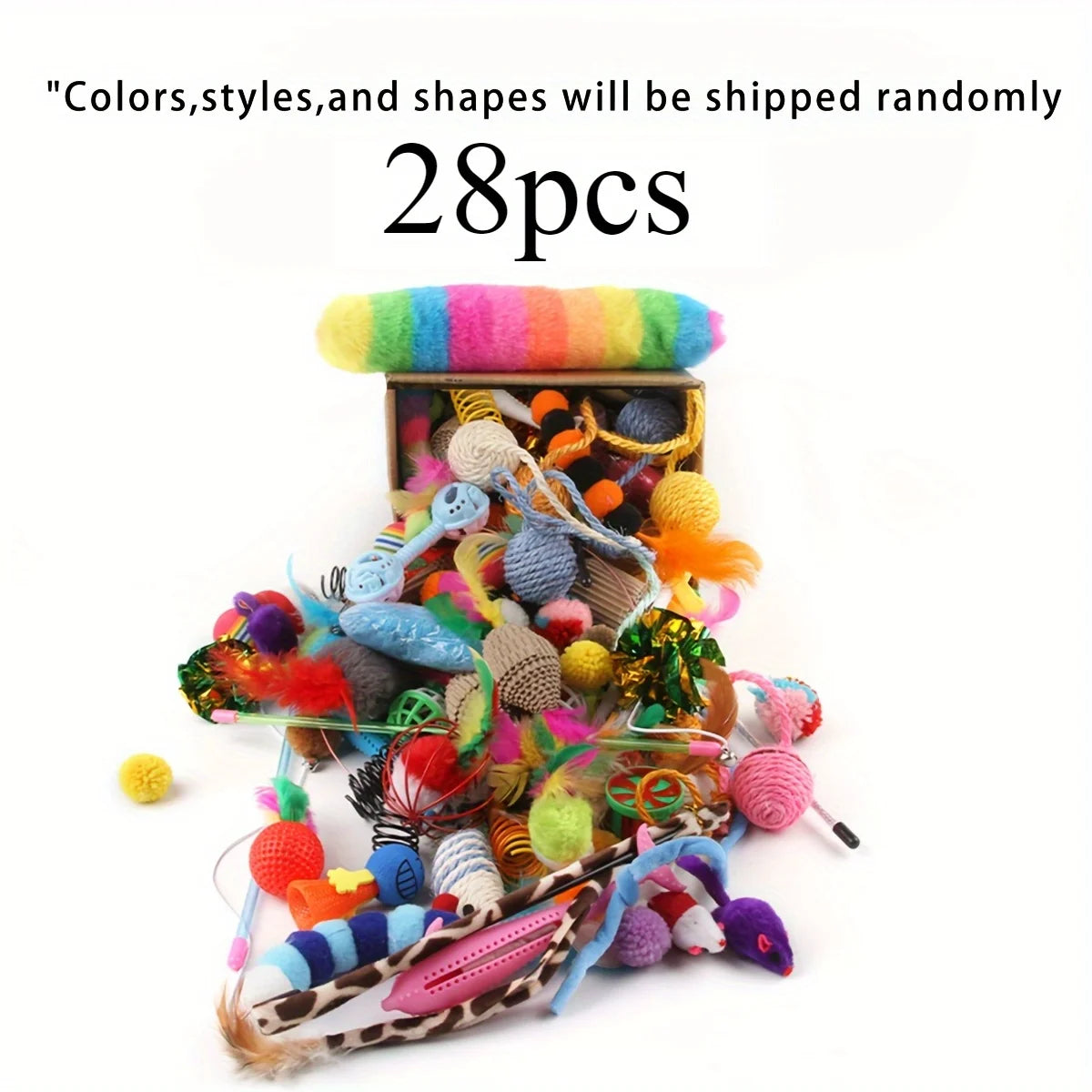 56pcs/28pcs/14pcs Pet Toys Mixed Pack. Various Plastic and Plush Toys