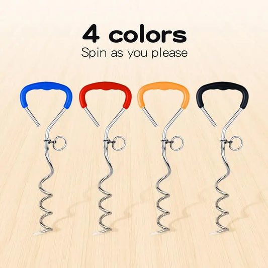 Metal Spiral Dog Tie Out Stake, Anchors Pet Stakes For Outdoor, Yard, Camping