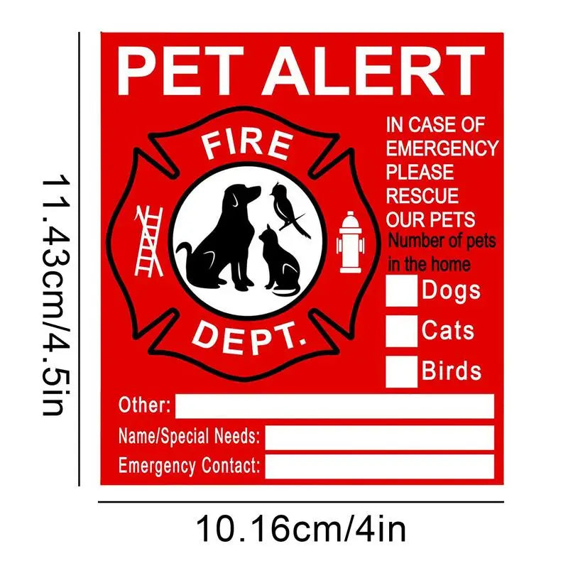Pet Alert Safety Fire Rescue Sticker Emergency Pet Inside Decal Pet In House Window Sign