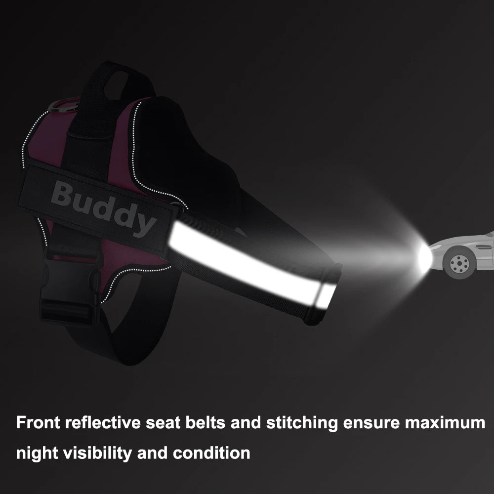 Dog Harness Reflective Adjustable Pet Harness ID Custom Patch