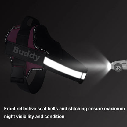 Dog Harness Reflective Adjustable Pet Harness ID Custom Patch