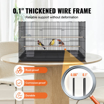 30inch Pet Bird Cage Metal with Rolling Stand Tray
