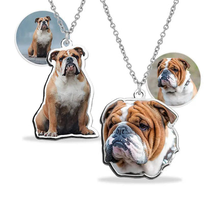 Custom Cat Dog Photo Necklace Single Sided Pet Memorial Gifts