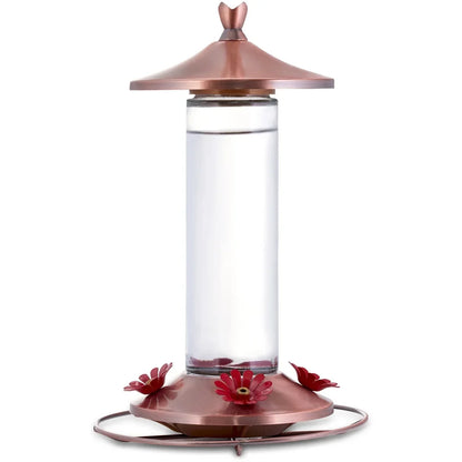 Elegant Copper Glass Hummingbird Feeder 12oz 4 Feeding Ports Wide Mouth  Bee Guard