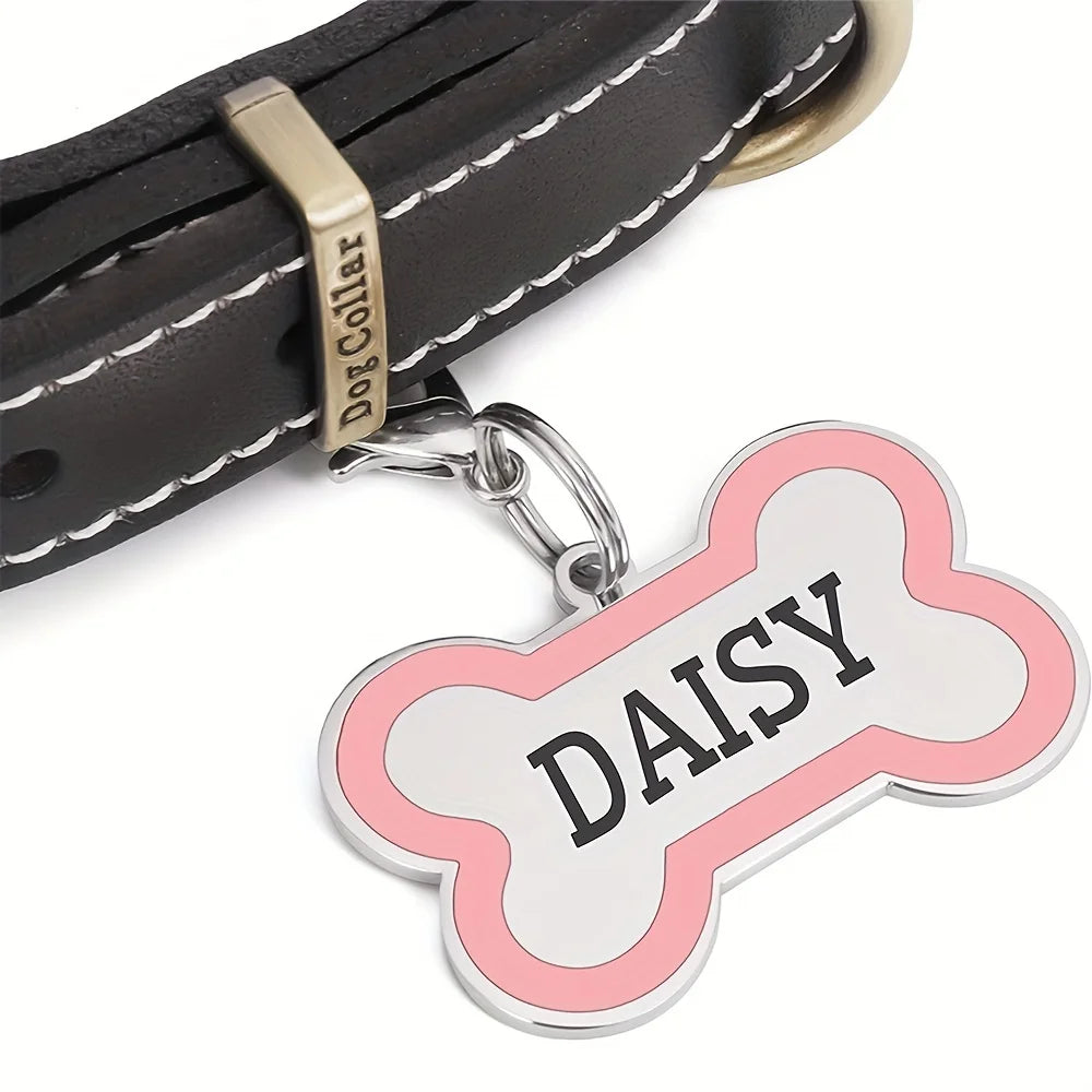 1PC Custom Engraved Name Tag for Pets Personalized Zinc Alloy Bone-Shaped ID