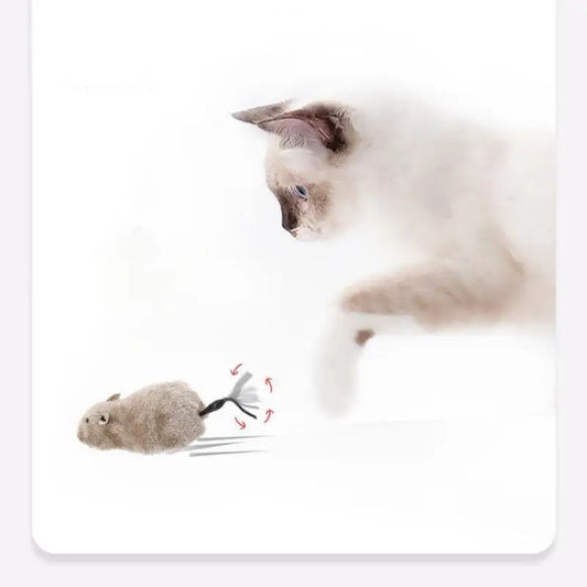 1Pc Funny Lifelike Plush Mouse Running Rat Toy Random Color