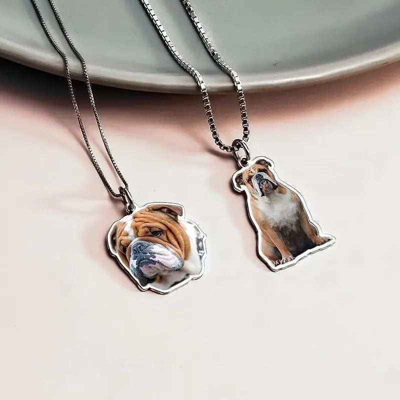 Custom Cat Dog Photo Necklace Single Sided Pet Memorial Gifts