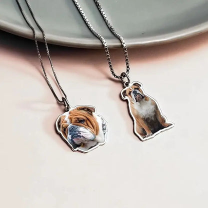 Custom Cat Dog Photo Necklace Single Sided Pet Memorial Gifts