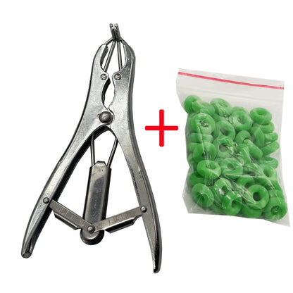 1 Set Castrate Emasculate Pliers and Bands Tail Cut  livestock Castration Band Forceps