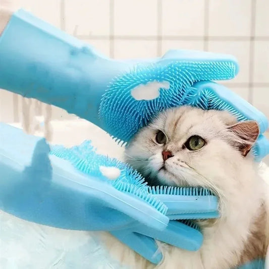 Silicone Pet Hair Removal Gloves Massage Bath and  Shower Gloves