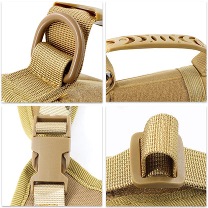 Tactical Cat Small Dog Harness with Leash and 9 Patches  Vest with Handle