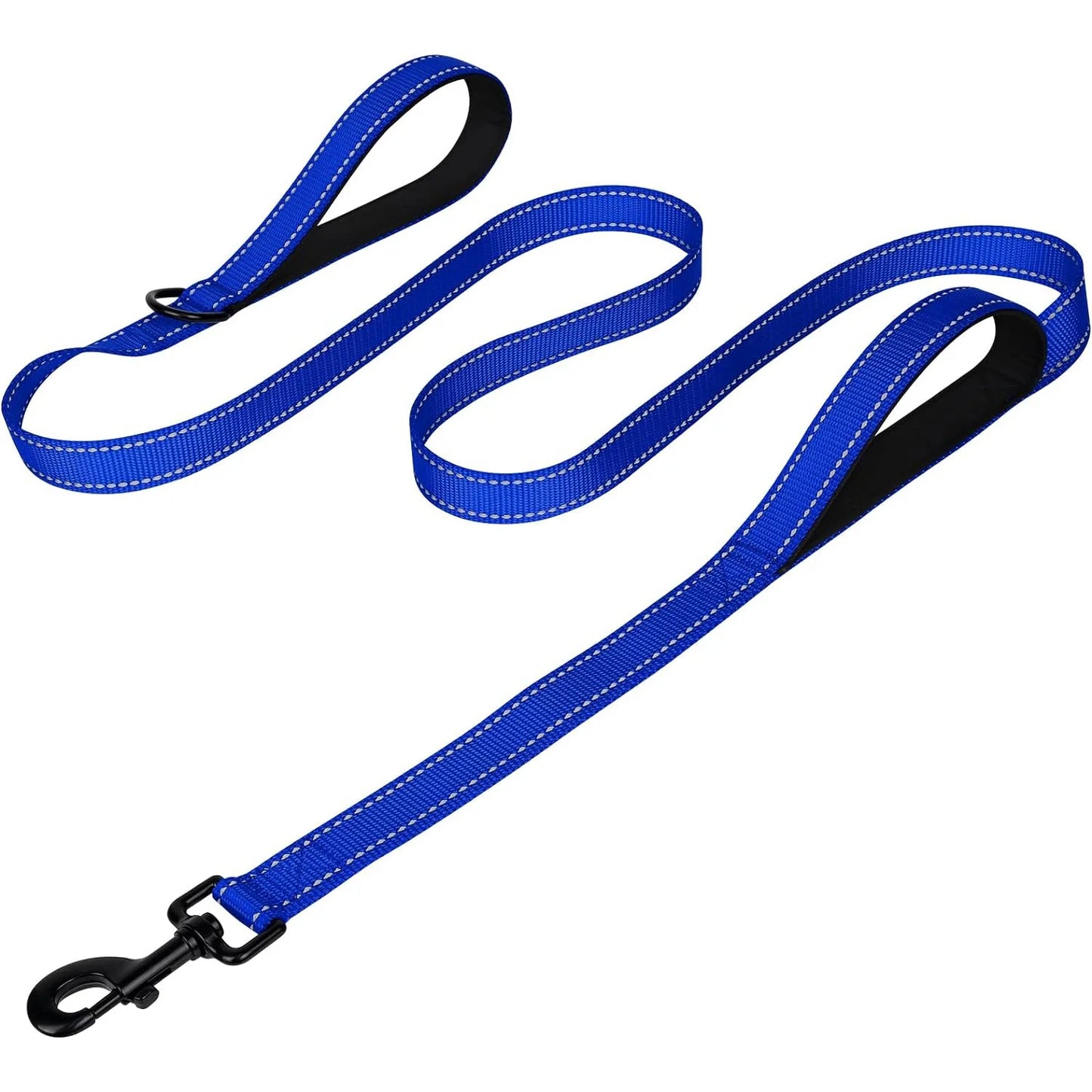 Heavy Duty Double Handle Pet Leash with Reflective Strips for Night Safety
