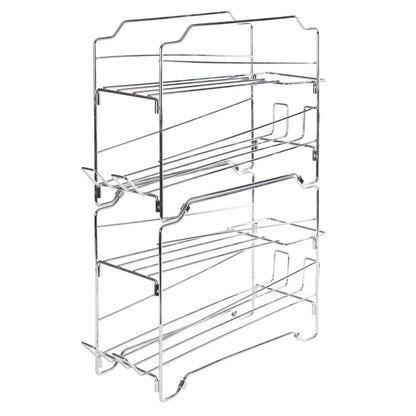 10 Can Pet Food Dispenser Stackable Collapsible Steel with Angled Shelves Anti-Slip Feet
