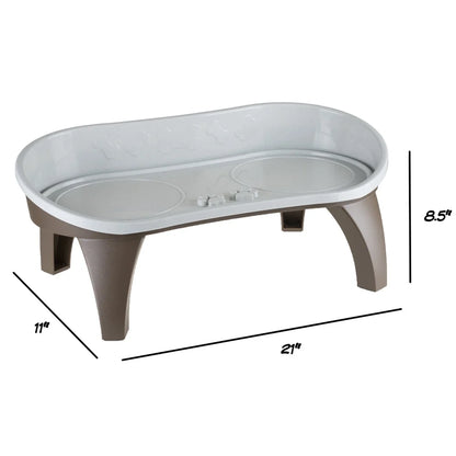 Elevated Dog Bowl Stand with Splash Guard Portable Feeding Tray