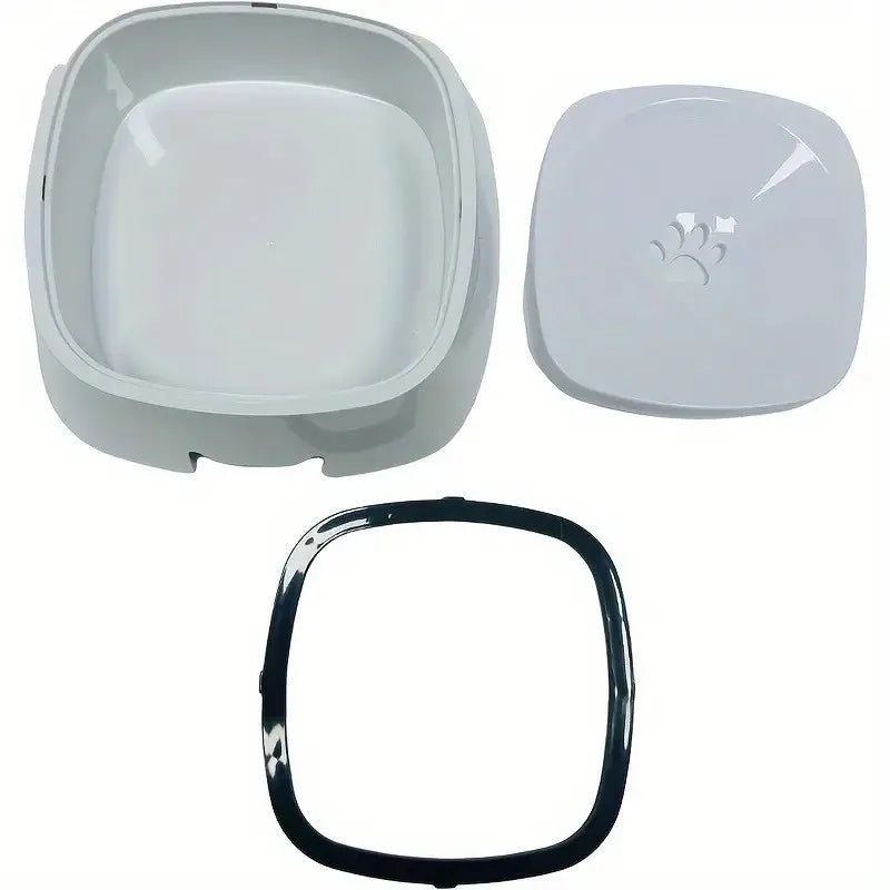 Spill-Proof Plastic Pet Water Bowl with Non-Slip Base & Floating Filter