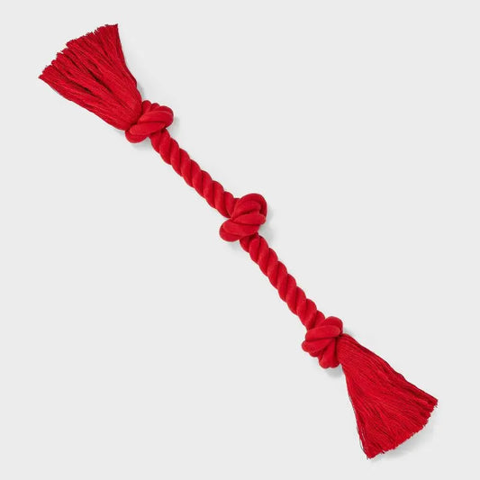 15 Inch Red Rope Toy for Tug of War Fetch Interactive Play Chewing