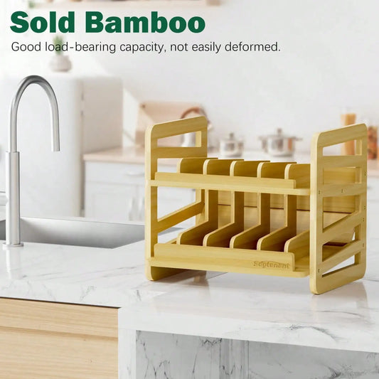 Cat Food Cans Storage Organizer 2 Tier Stackable Bamboo